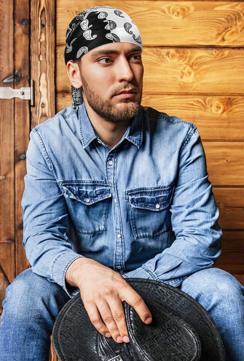 GERINLY 35 Inch Wild Rag Cowboy Scarves for Men, Large Rancher Neckerchief Silk Feel, Oversize Western Bandana - Image 5